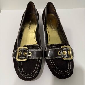 Etienne Aigner Women’s Classic Solo Brown Loafer Shoes Gold Buckle Size 10 EUC